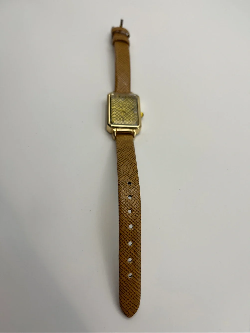 Strada Gold Rectangular Dial Watch with Brown Textured Strap